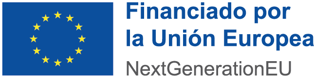 Logo de la Unión Europea con el texto "Financiado por la Unión Europea" y "NextGenerationEU", resaltando el apoyo financiero para proyectos europeos.