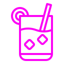 Icono de un vaso de cóctel con hielo y una pajilla, representando bebidas refrescantes y cócteles.
